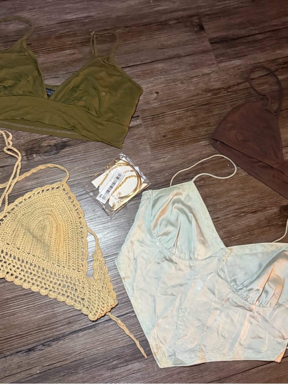 Light Blue Satin Bralette Top - Women